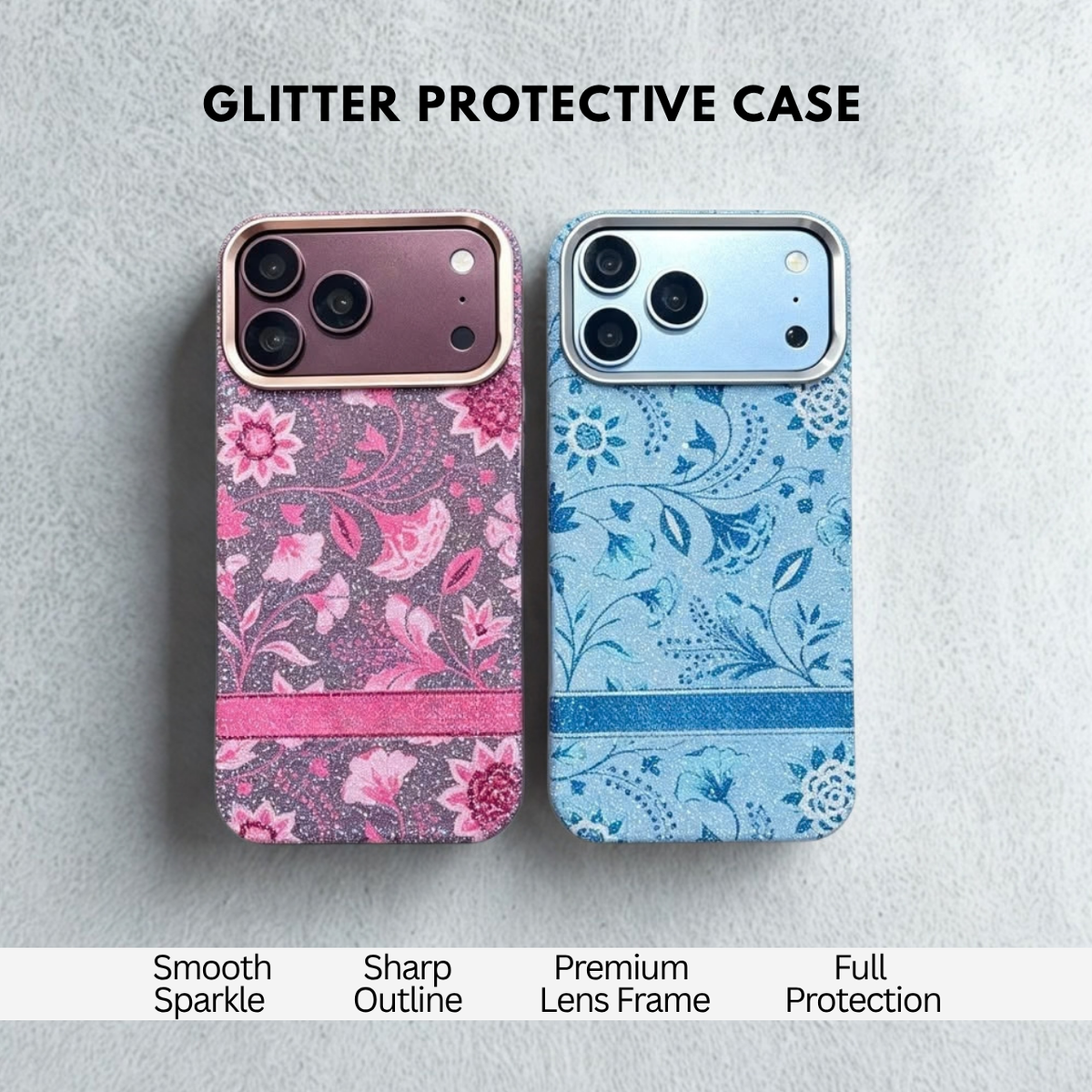 Glitter Floral Embellished Case for iPhone