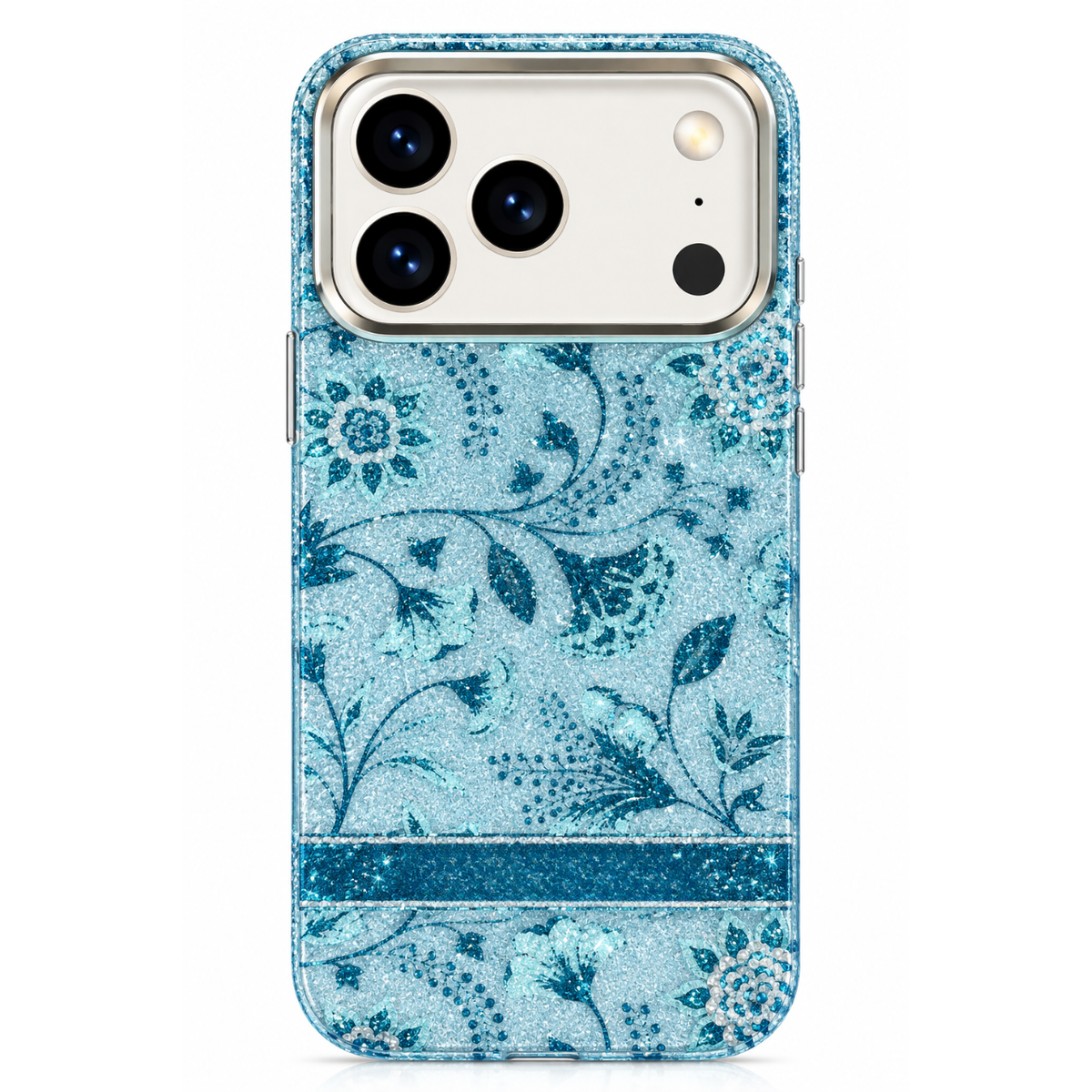 Glitter Floral Embellished Case for iPhone