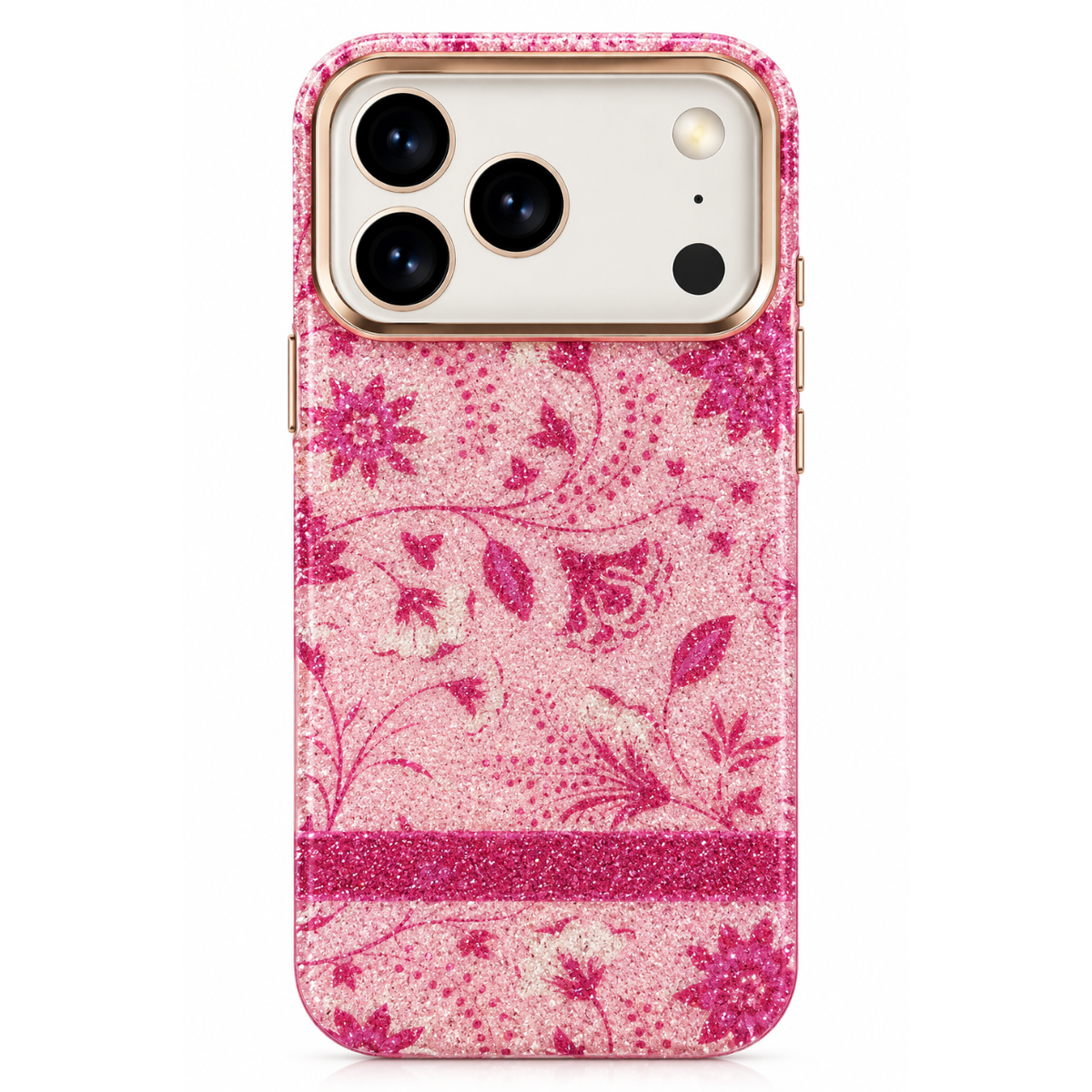 Glitter Floral Embellished Case for iPhone