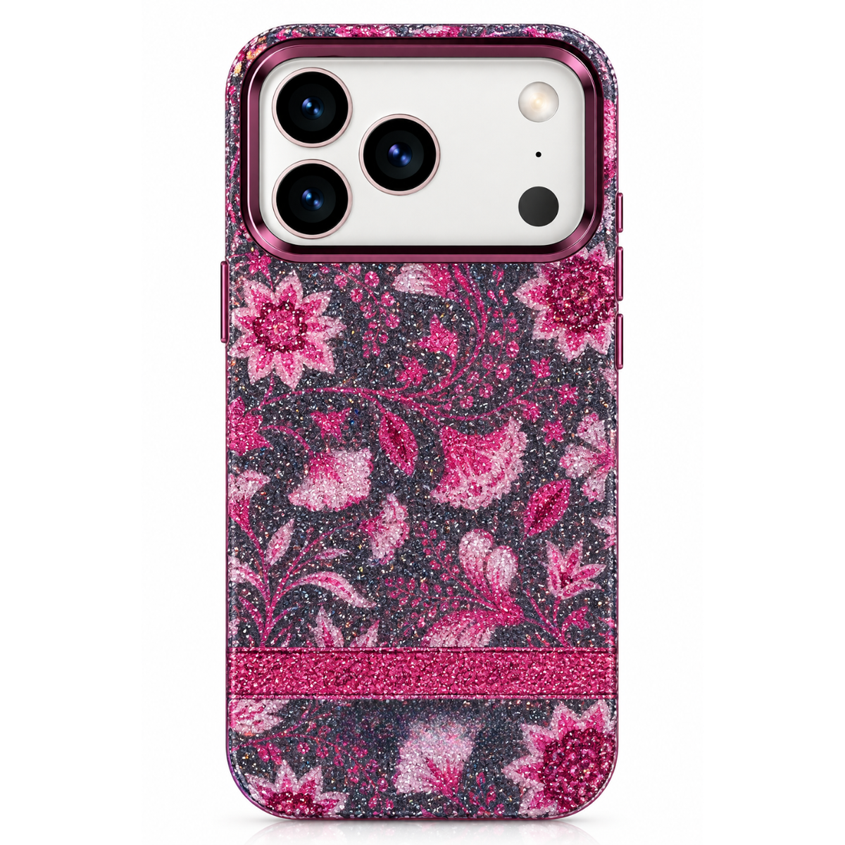 Glitter Floral Embellished Case for iPhone