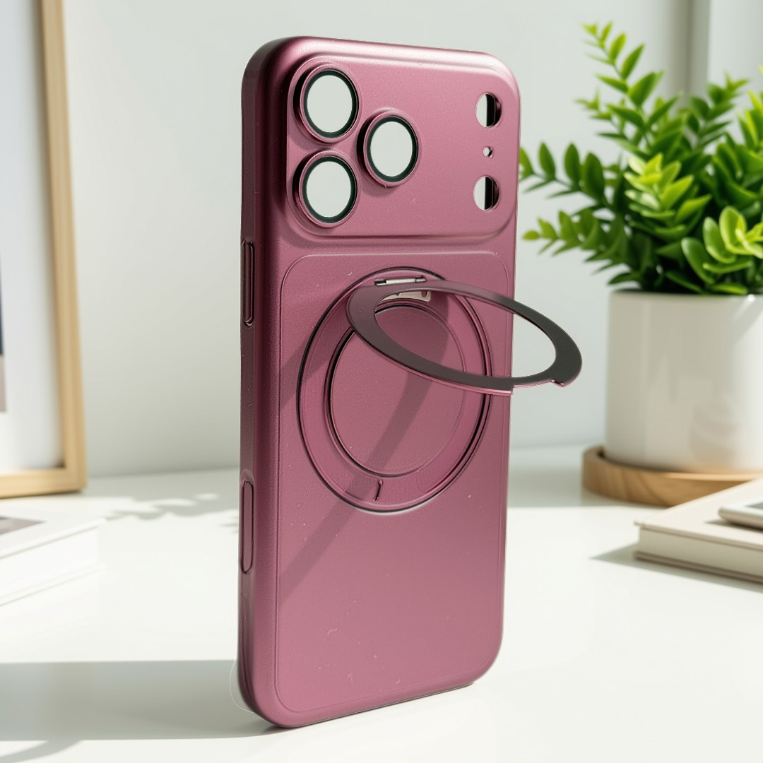 Burgundy MagSafe Case with Built-In Ring Stand for iPhone 18 Pro|18 Pro Max|17 Pro|17 Pro Max