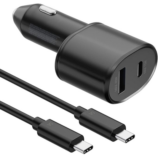 Super Fast Car Charger 2.0 – Dual-Port (45W + 15W) with USB-C to C Cable