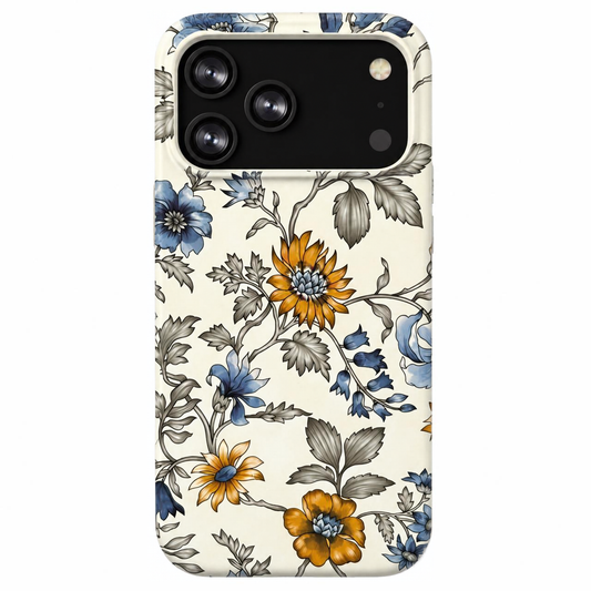 Floral Soft-Touch Protective Case – Yellow & Blue
