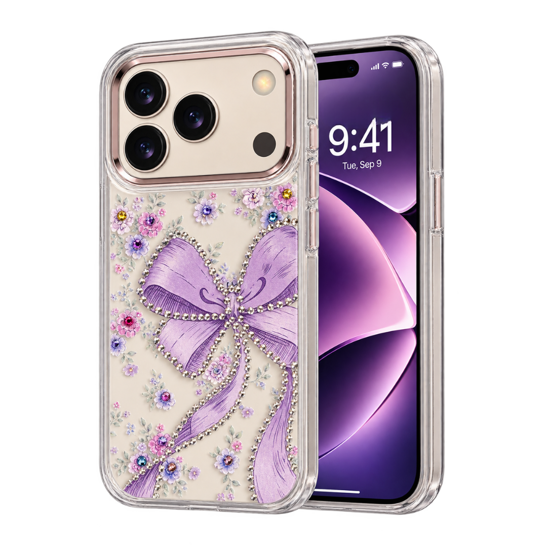 Floral Bow Rhinestone Case