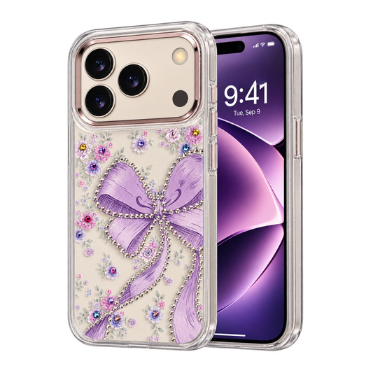 Floral Bow Rhinestone Case